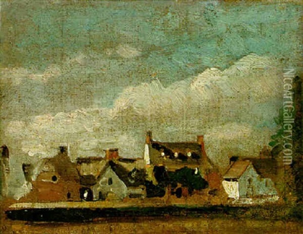View Of Beaufort Cottage From Golding Constable's House, East Bergholt Oil Painting - John Constable