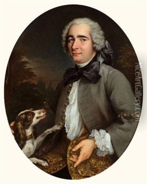 Portrait D'homme Avec Son Chien Oil Painting - Jean-Baptiste Oudry