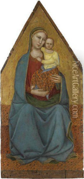 Madonna And Child Enthroned Oil Painting - Bicci Di Lorenzo