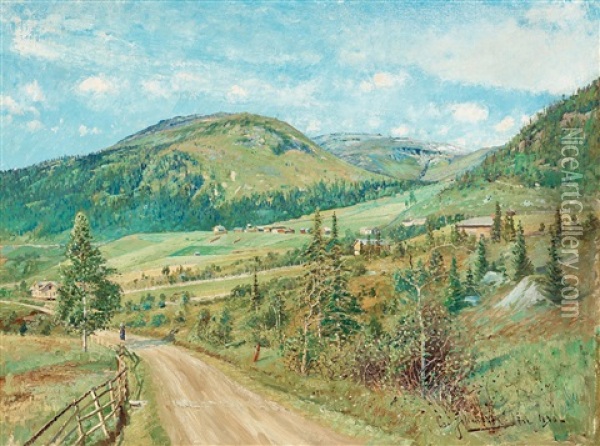 Summer Landscape From Are Oil Painting - Carl (August) Johansson
