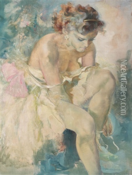 Prima Balerina Oil Painting - Bertalan (Bartholomaus) Vigh