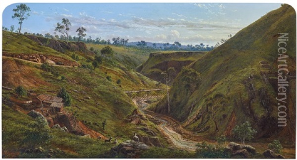 Breakneck Gorge, Hepburn Springs Oil Painting - Eugen von Guerard