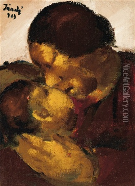 Mother With Child Oil Painting - David Jandi