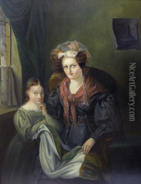 Mutter Und Tochter Oil Painting - Friedrich August Herkendell