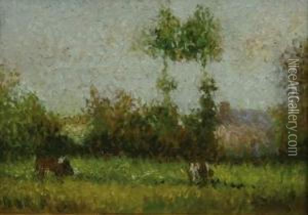Les Peupliers Au Vaudreuil Oil Painting - Joseph Delattre