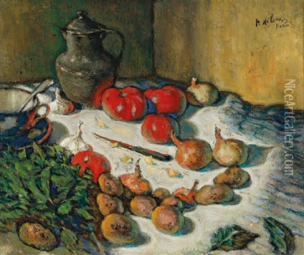 Legumes Et Pichet Oil Painting - Petr Nilus