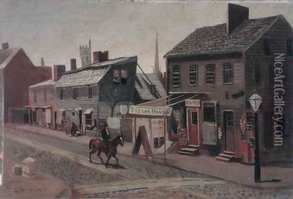 S.W. Corner of 13th and Race Street, c.1875 Oil Painting - George Bacon Wood