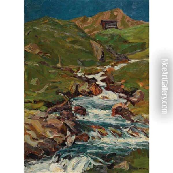 Bachpartie Im Gebirge Oil Painting - Wilhelm Volz