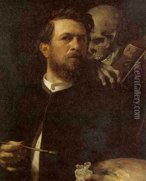 Self-portrait, oil on canvas, 1872 Oil Painting - Arnold Bocklin