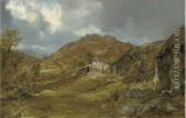A Highland Cottage, Aberfoyle Oil Painting - Horatio McCulloch