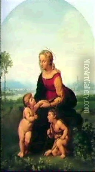 Madonna Mit Jesuskind Und Johannesknaben Nach Raffael Oil Painting - Georg Friedrich Kersting