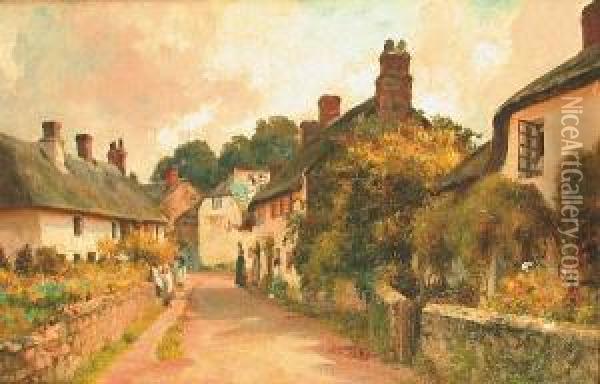 A Cotswold Village Oil Painting - Charles James Fox