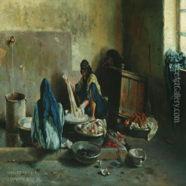 Laveuses Arabes Oil Painting - Henry Brokmann-Knudsen