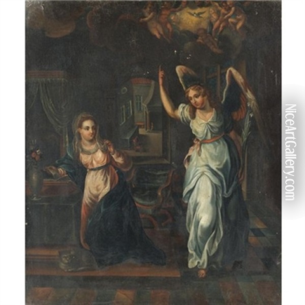 The Annunciation Oil Painting - Hendrik Goltzius