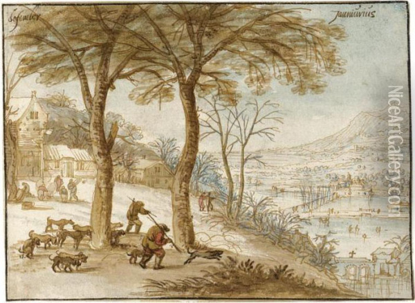 Winter Landscape: December And January Oil Painting - Joos De Momper