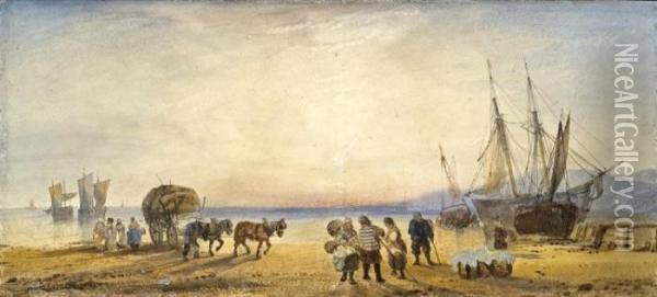 Harbor View Oil Painting - Richard Parkes Bonington