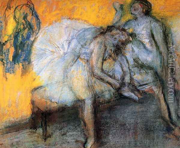 Two Dancers Resting I Oil Painting - Edgar Degas