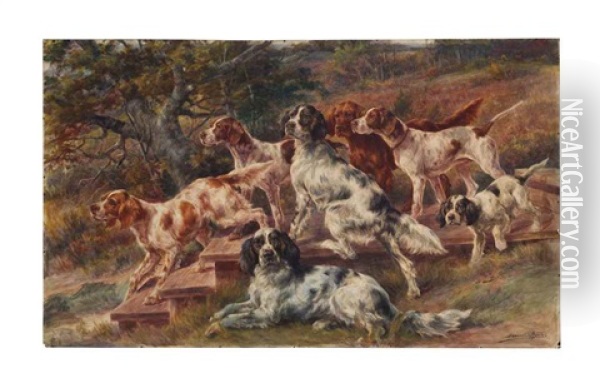 Group Of Setters Oil Painting - Edmund Henry Osthaus