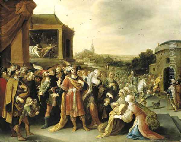 Joseph falsely accused by Potiphar's wife Oil Painting - Frans II Francken