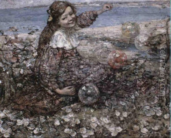 Playing With Balloons Oil Painting - Edward Atkinson Hornel