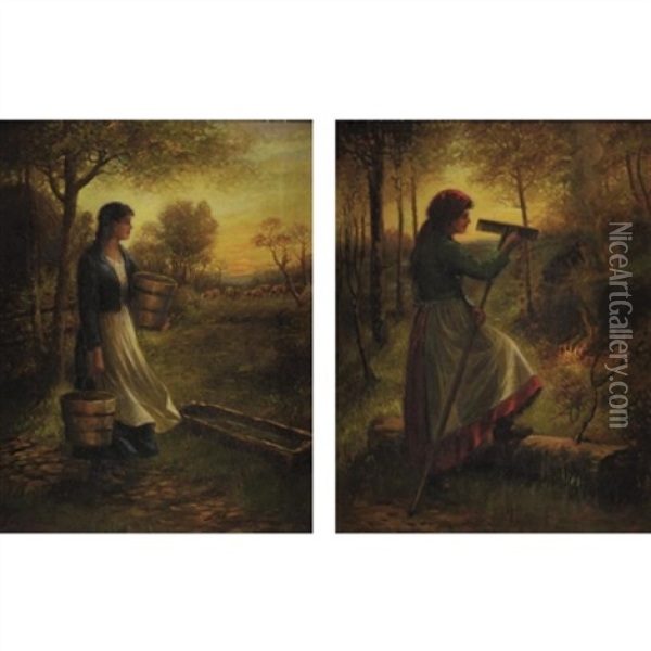 Twilight In The Fields (pair) Oil Painting - Elliot Daingerfield