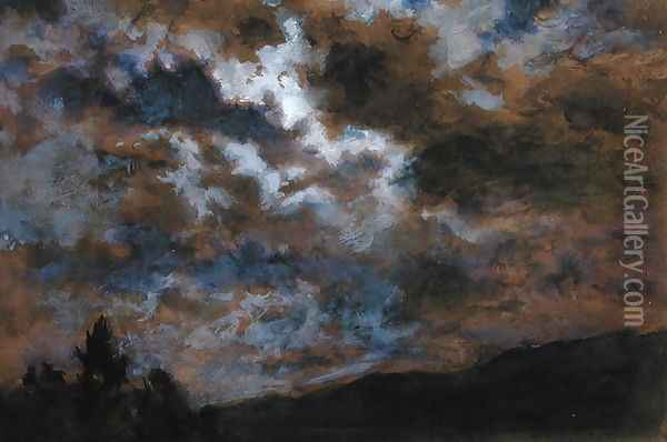 A Darkening Sky Oil Painting - Joseph Arthur Palliser Severn