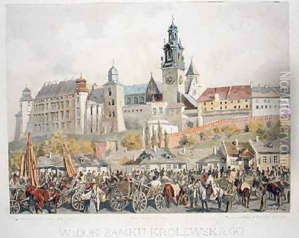 View of Castle of Krolewskiego Krakow Oil Painting - Juliusza & Tondosa, Stanislawa Kossaka