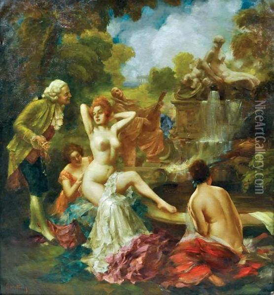 Bathers Oil Painting - Eduard Hoffmann
