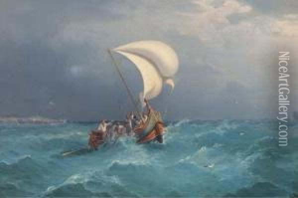A Gozo Boat In St. Paul's Bay, Malta Oil Painting - Girolamo Gianni