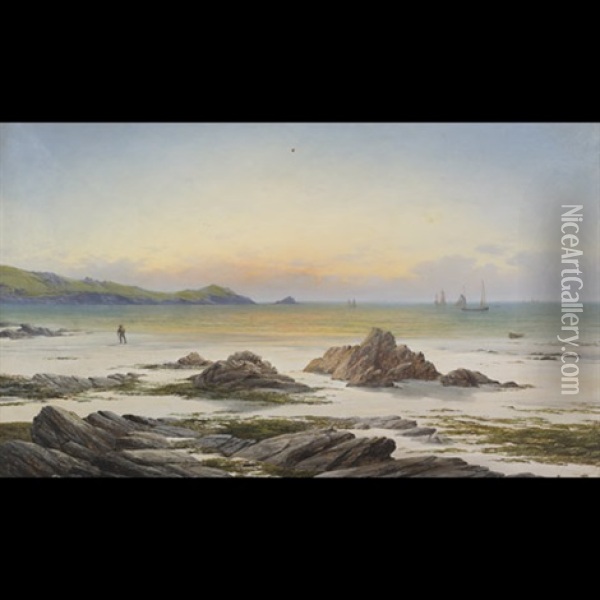 Figure On The Coast (murray Bay?) Oil Painting - David James