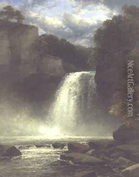 A Waterfall Scene Oil Painting - John Brandon Smith