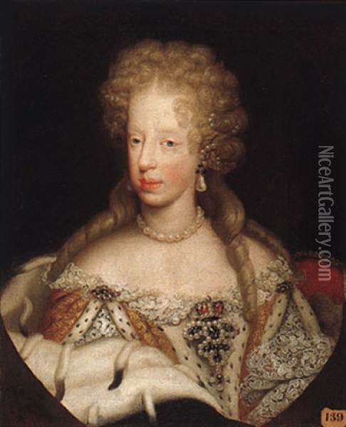 Retrato De Leonora Magdalena De Neoburgo Oil Painting - Martin (Martinus I) Mytens
