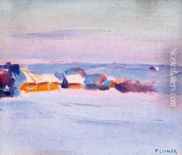 Pejzaz Zimowy Oil Painting - Teodor Ziomek