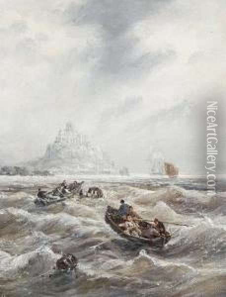 Off Cornwall - St Michael's Mount Oil Painting - William Edward Webb