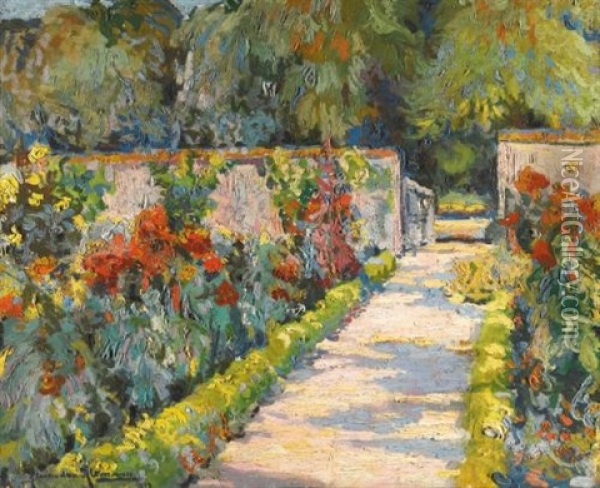 A Sunlit Garden Oil Painting - Alexandre Altmann