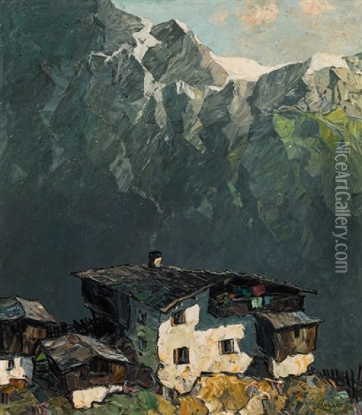 Mountain Farmstead Oil Painting - Oskar Mulley