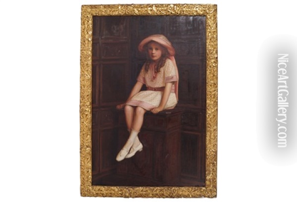 Young Girl Seated In A Panelled Room Oil Painting - Ralph Peacock