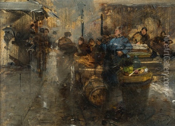 Market Scene Oil Painting - Karl Von Merode