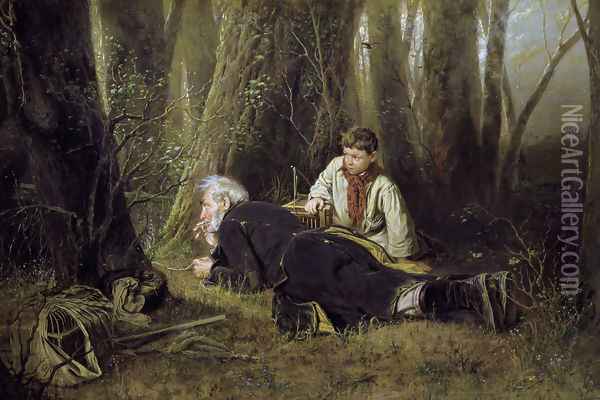 The bird-catcher, 1870 Oil Painting - Vasily Perov
