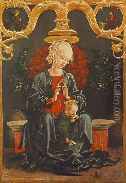 Madonna and Child in a Garden 1452 Oil Painting - Cosme Tura