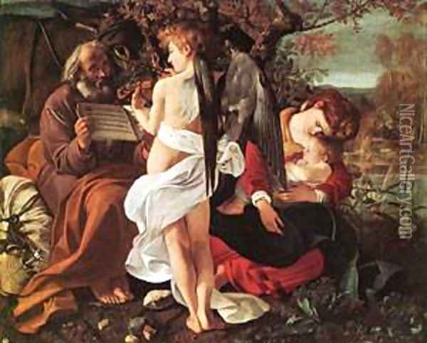 Rest on Flight to Egypt Oil Painting - Michelangelo Merisi Da Caravaggio