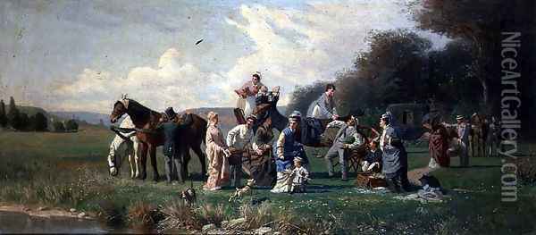 The Picnic Oil Painting - Jules Antoine Voirin