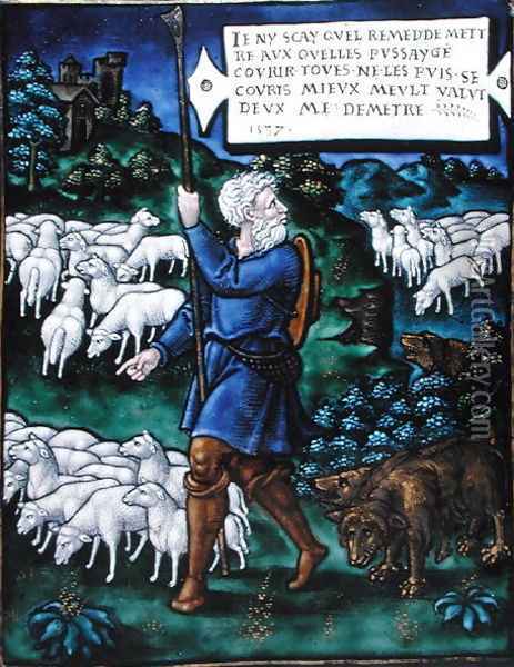 Plaque depicting the Bad Shepherd, 1537 Oil Painting - Pierre Raymond