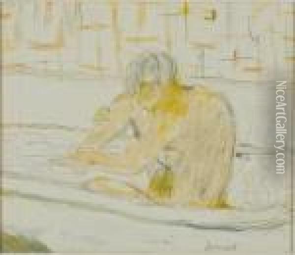 Femme Assise Dans Sa Baignoire Oil Painting - Pierre Bonnard