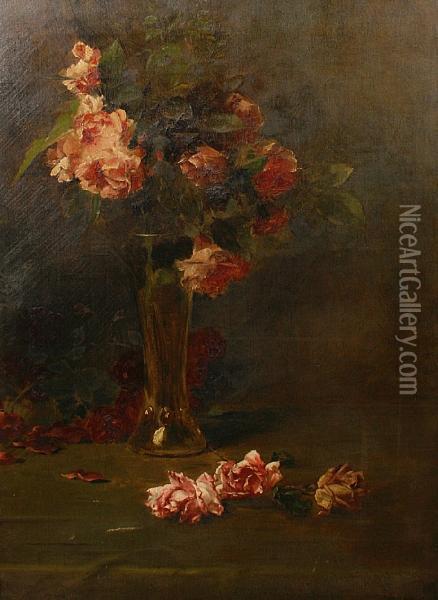 Still Life Of Roses Oil Painting - Conrad Kiesel