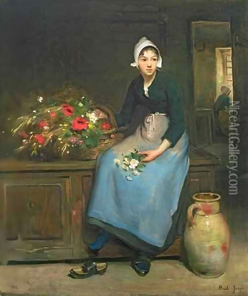 The Young Flower Seller Oil Painting - Joseph Bail