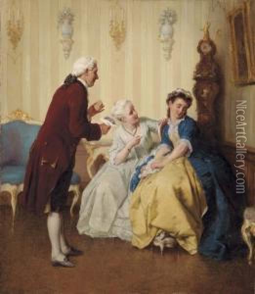 La Corte Discreta - 1877 Oil Painting - Edouard Strasser
