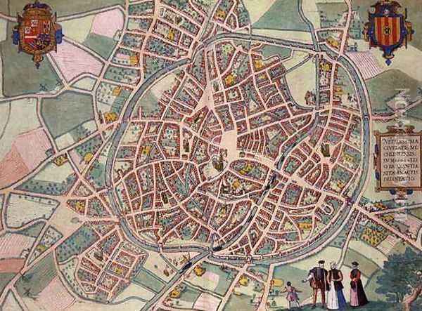Map of Mechelen from Civitates Orbis Terrarum Oil Painting - Joris Hoefnagel