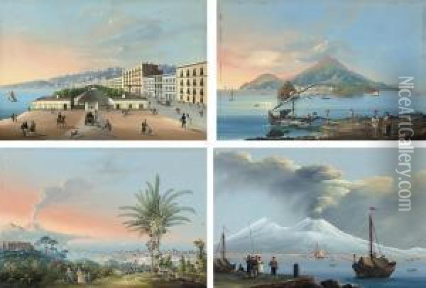 Via Da Napoli Dalla Villa Callo A Capodimonte Oil Painting - M. Mauton