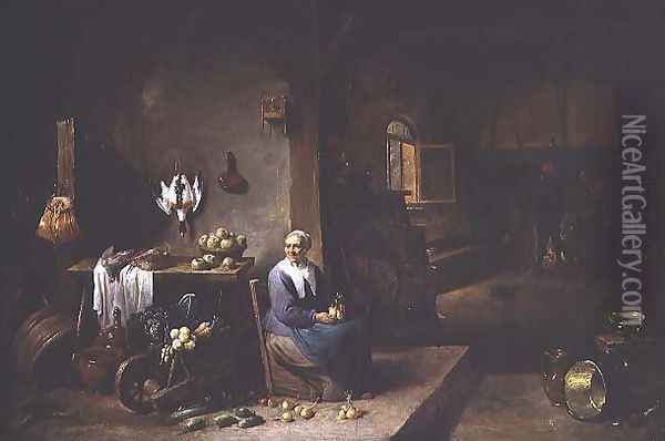 Interior of a Peasant Dwelling Oil Painting - David The Younger Teniers